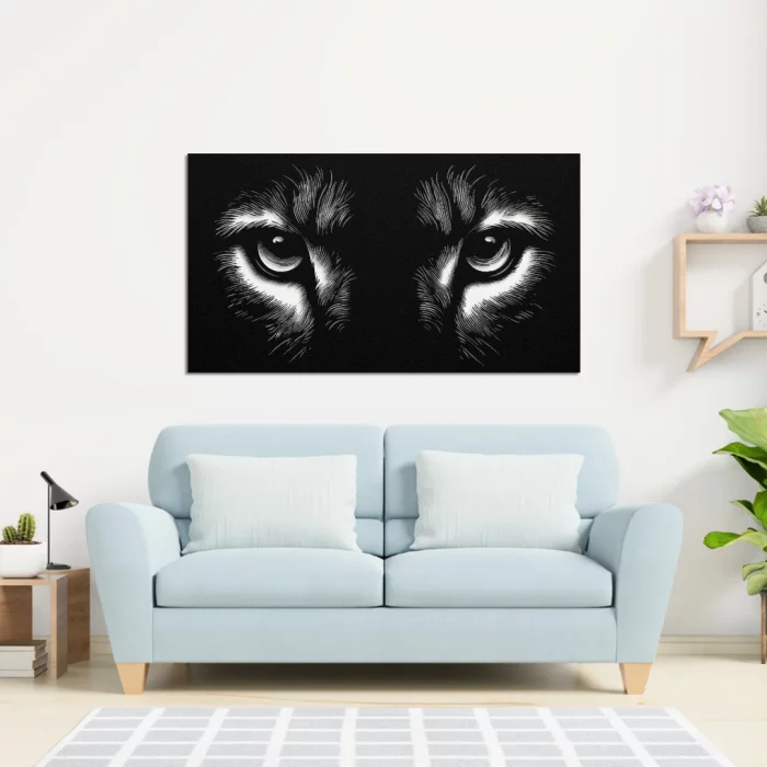 lion eyes closeup metal wall art