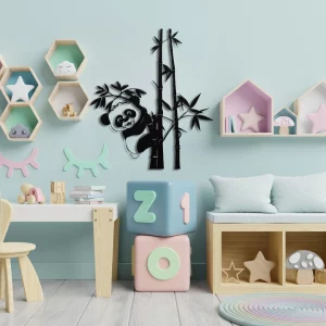 panda metal wall art for kid's room decor